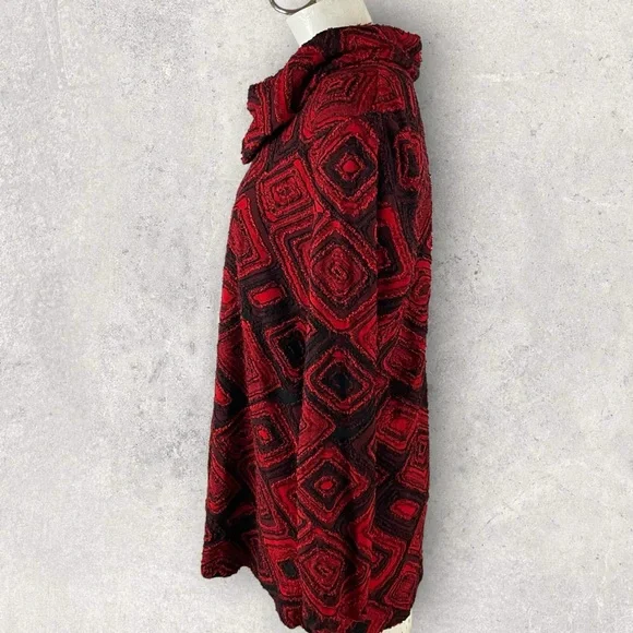 Ali Miles Sweater Womens Large Red Black Cowl Sleeve Art To Wear A99 - Picture 4 of 12